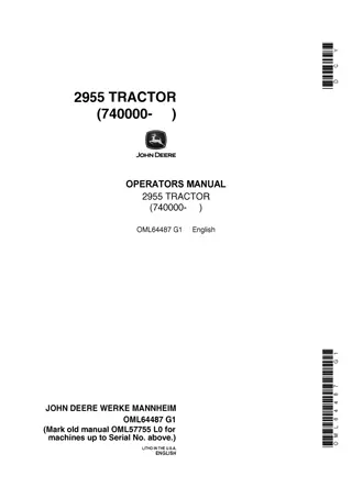 John Deere 2955 Tractor Operator’s Manual Instant Download (PIN740000-) (Publication No.OML64487)