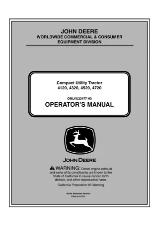 John Deere 4120 Compact Utility Tractors Operator’s Manual Instant Download (PIN810001- 840001- ) (Publication No.OMLVU23477)