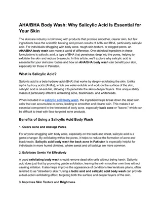 AHABHA Body Wash Why Salicylic Acid Is Essential for Your Skin