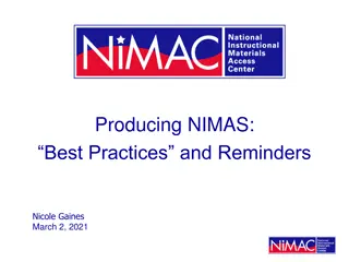 Producing NIMAS: Best Practices and Resources