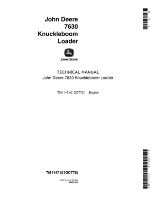 John Deere 7630 Knuckleboom Loader Service Repair Manual Instant Download (tm1147)