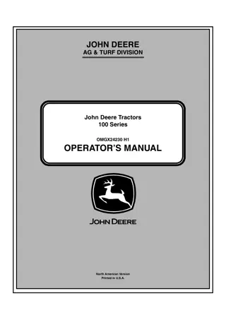 John Deere D100 Lawn Tractors Operator’s Manual Instant Download (PIN200001-) (Publication No. OMGX24230)