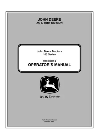 John Deere D105 Lawn Tractors Operator’s Manual Instant Download (PIND400001-) (Publication No. OMGX24537)