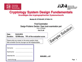 Cryptology System Design Fundamentals: ARSA Cryptosystem Examination Solutions