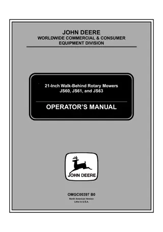 John Deere JS60 21-Inch Walk-Behind Rotary Mowers Operator’s Manual Instant Download (pin.010001-) (Publication No.OMGC00397)