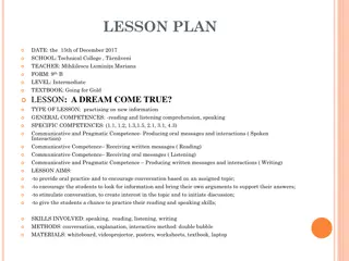 Engaging English Lesson Plan: A Dream Come True?