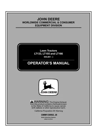 John Deere LT133 Lawn Tractors Operator’s Manual Instant Download (PIN045001-) (Publication No.OMM139992)