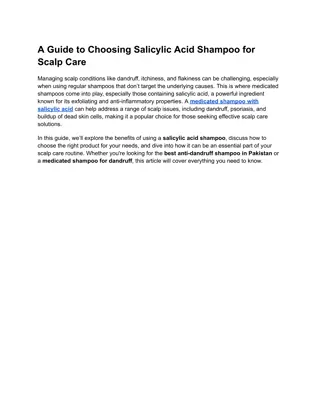 A Guide to Choosing Salicylic Acid Shampoo for Scalp Care