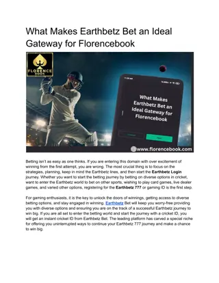 What Makes Earthbetz Bet an Ideal Gateway for Florencebook