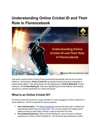 Understanding Online Cricket ID and Their Role in Florencebook