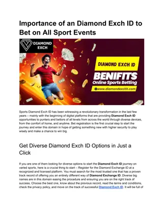 Importance of an Diamond Exch ID to Bet on All Sport Events