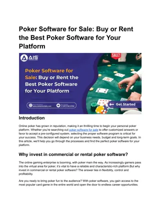 Poker Software for Sale_ Buy or Rent the Best Poker Software for Your Platform