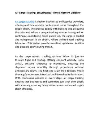 Air Cargo Tracking: Ensuring Real-Time Shipment Visibility