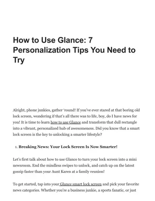 How to Use Glance 7Personalization Tips You Need toTry