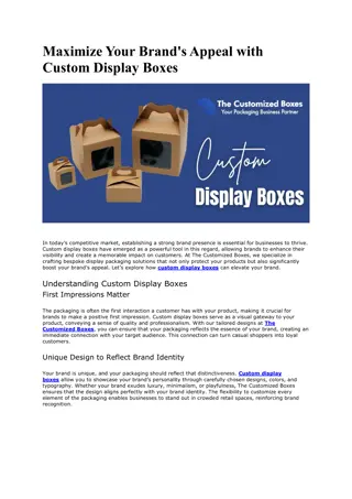 Maximize Your Brand's Appeal with Custom Display Boxes