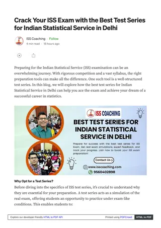 Best Test Series for Indian Statistical Service in Delhi : Crack your ISS Exam