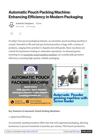 Advanced Automatic Pouch Packing Machines for Efficient Packaging