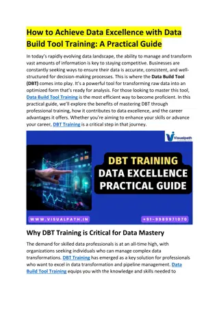 Data Build Tool Training | DBT Online Training