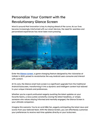 Personalize Your Content with the Revolutionary Glance Screen