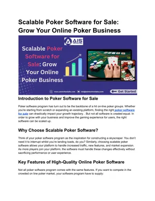 Scalable Poker Software for Sale_ Grow Your Online Poker Business