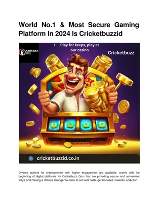 World No.1 & Most Secure Gaming Platform In 2024 Is Cricketbuzzid