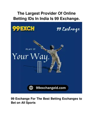 The Largest Provider Of Online Betting IDs In India Is 99 Exchange