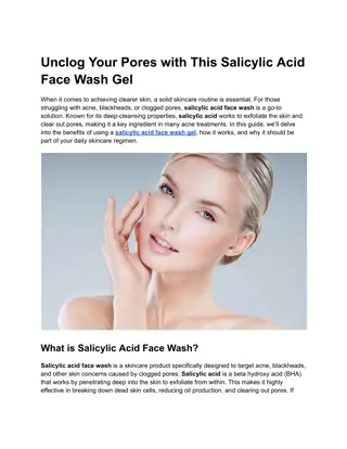 Unclog Your Pores with This Salicylic Acid Face Wash Gel