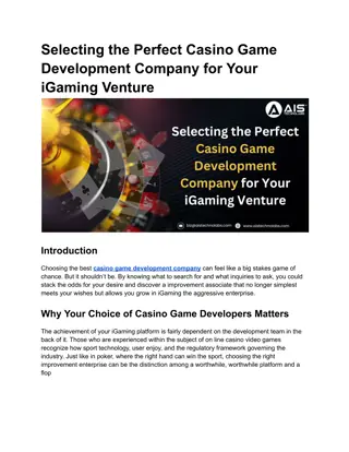 Selecting the Perfect Casino Game Development Company for Your iGaming Venture