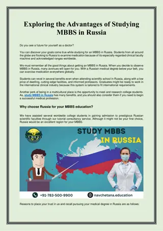 Exploring the Advantages of Studying MBBS in Russia