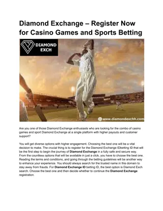 Diamond Exchange – Register Now for Casino Games and Sports Betting