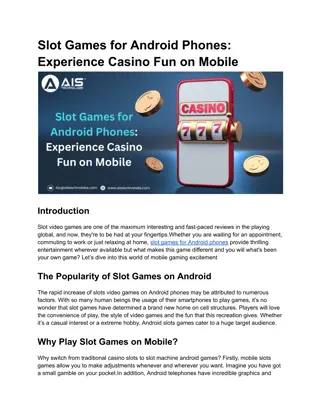 Slot Games for Android Phones Experience Casino Fun on Mobile