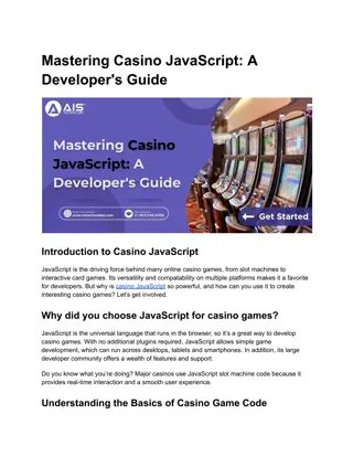 Mastering Casino JavaScript_ A Developer's Guide