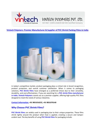 Vintech Polymers Premier Manufacturer & Supplier of PVC Shrink Packing Films in India