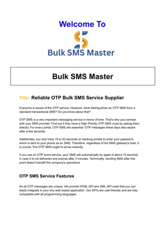 Reliable OTP Bulk SMS Service Supplier