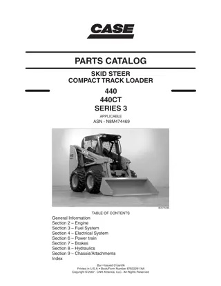 CASE 440 Series 3 Skid Steer Loader Parts Catalogue Manual Instant Download