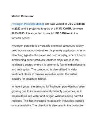 Hydrogen Peroxide Market Landscape Development, Growth Opportunities