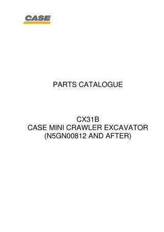 CASE CX31B Mini Crawler Excavator Parts Catalogue Manual Instant Download