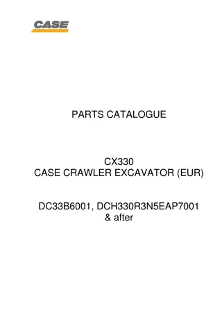 CASE CX330 Crawler Excavator Parts Catalogue Manual Instant Download