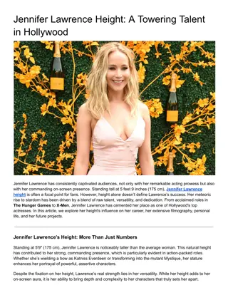 Jennifer Lawrence Height_ A Towering Talent in Hollywood