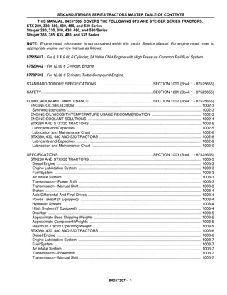 CASE IH STX 280, 330, 380, 430, 480, and 530 Tractor Service Repair Manual Instant Download