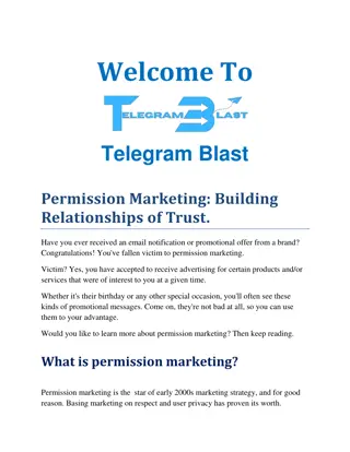 Permission Marketing Building Relationships of Trust.