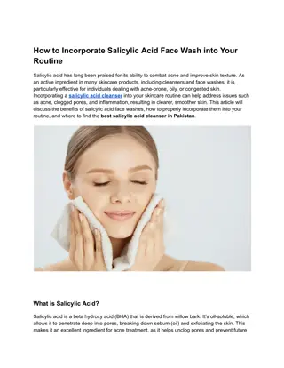 How to Incorporate Salicylic Acid Face Wash into Your Routine