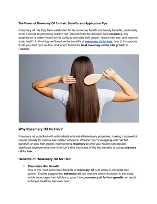 The Power of Rosemary Oil for Hair Benefits and Application Tips