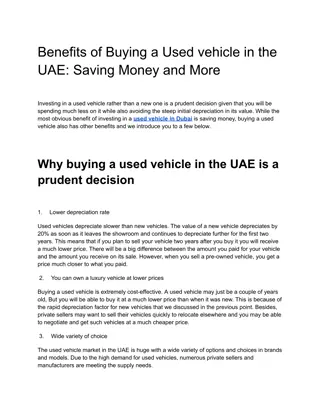 Benefits of Buying a Used Car in the UAE_ Saving Money and More