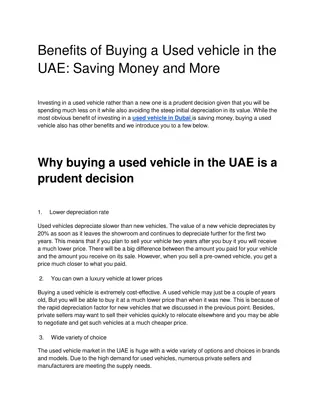 Why Buying a Used Vehicle in the UAE is a Smart Choice Savings and Beyond