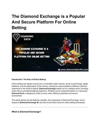 The Diamond Exchange is a Popular And Secure Platform For Online Betting