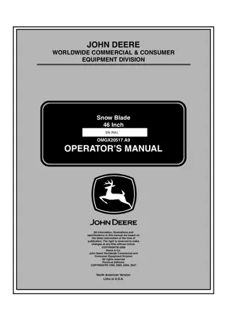 John Deere 46-Inch Snow Blade Operator’s Manual Instant Download (Publication No.OMGX20517)