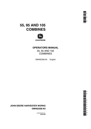 John Deere 55 Combines Operator’s Manual Instant Download (Publication No.OMH62358)