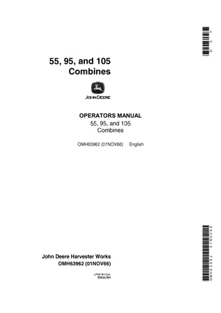 John Deere 55 Combines Operator’s Manual Instant Download (Publication No.OMH63962)