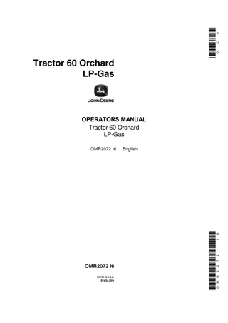 John Deere 60 Orchard LP-Gas Tractor Operator’s Manual Instant Download (Publication No.OMR2072)